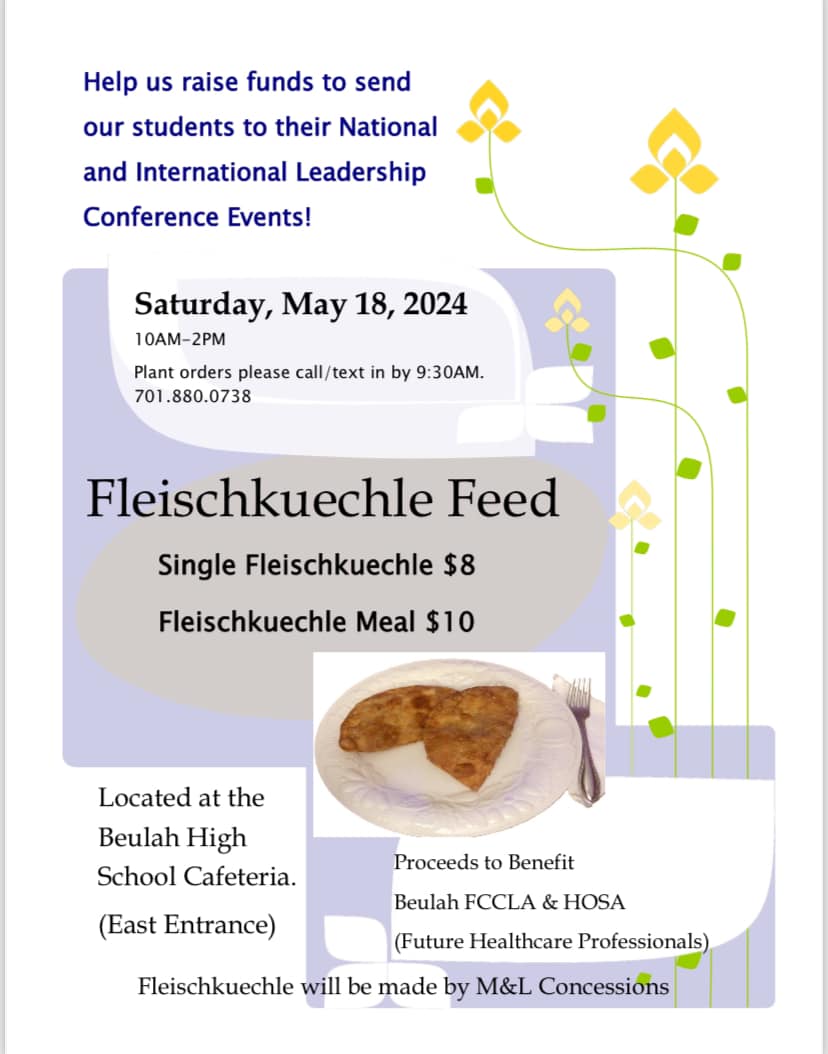 Fleischkuechle Feed to benefit Beulah FCCLA & HOSA Photo - Click Here to See
